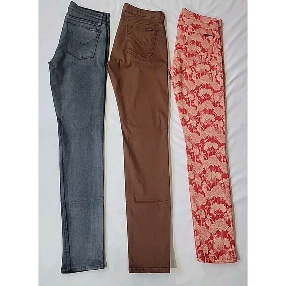 Hudson Jeans Size 27 Nico Midrise Super Skinny Lot Of 3-Black Metallic/Brown/Red - Picture 2 of 15